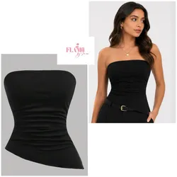 Top asimetrico con pico color negro