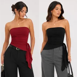 Top asimetricos con dobladillo y cordón
