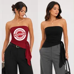 Top asimetricos con dobladillo y cordón
