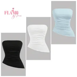 Top asimetricos sin tirantes con pico