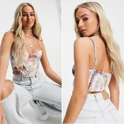 Top corsé Stradivarius estampado