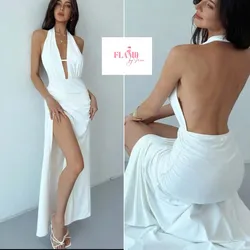 Vestido Blanco largo con abertura en la pierna