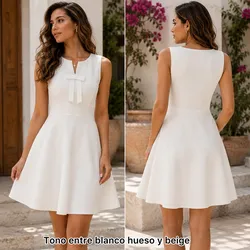 Vestido tono blanco hueso con detalle de lazo