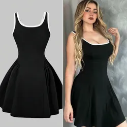 Vestido color negro filo blanco estilo princesa