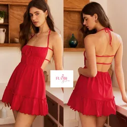 Vestido corto casual elastizado color rojo