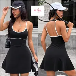 Vestido deportivo color negro filos blancos