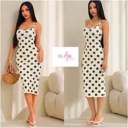 Vestido largo de tirantes polka dots