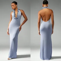 Vestido largo Missguided color azul con detalle en relieve