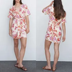 Vestido Mango europeo de mangas cortas estampado