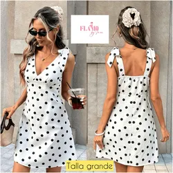 Vestido Polka Dots tela tipo hilo