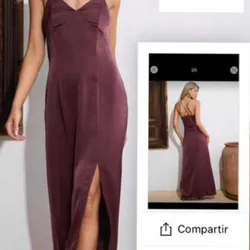 Vestido tono uva largo satinado de tirantes