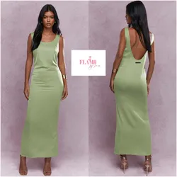 Vestido verde Missguided largo espalda afuera