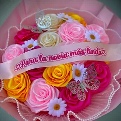 ✨Ramo de 15 rosas con cinta personalizada