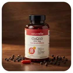 CoQ10 I NatureWise I 200mg I 90 servicios I con pimienta negra para mejor absorción
