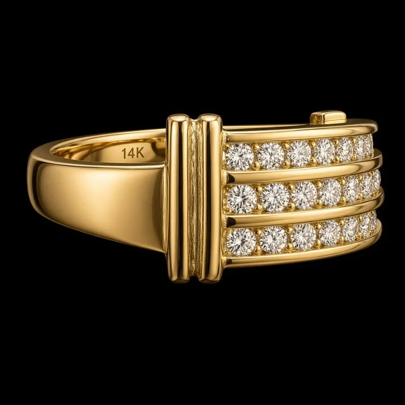 Anillo 14k de Diamantes Naturales