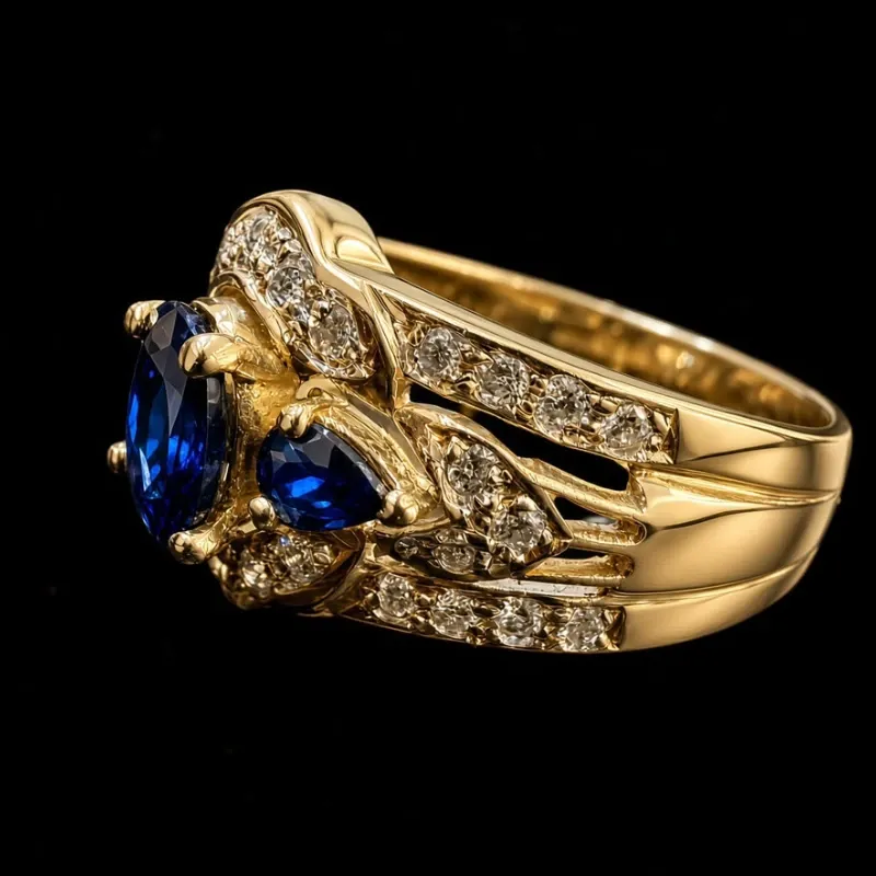 Anillo 14k de Diamantes Naturales