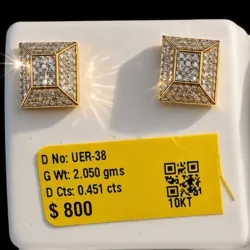 Aretes 10k de Diamantes Naturales