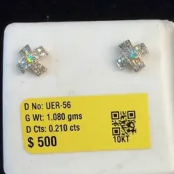 Aretes 10k de Diamantes Naturales