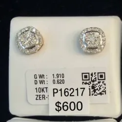 Aretes 10k de Diamantes Naturales