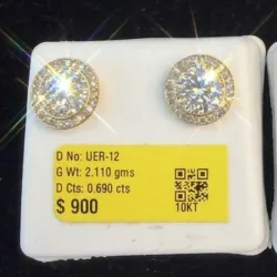 Aretes 10k de Diamantes Naturales