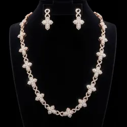 Aretes y Cadena de Diamantes Naturales Maciza