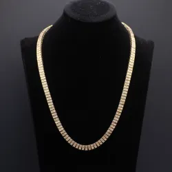 Cadena Teni Doble de Diamantes Naturales 10k 