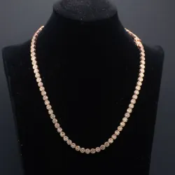 Cadena 10k de Diamantes Naturales de Mujer 17 pulgadas