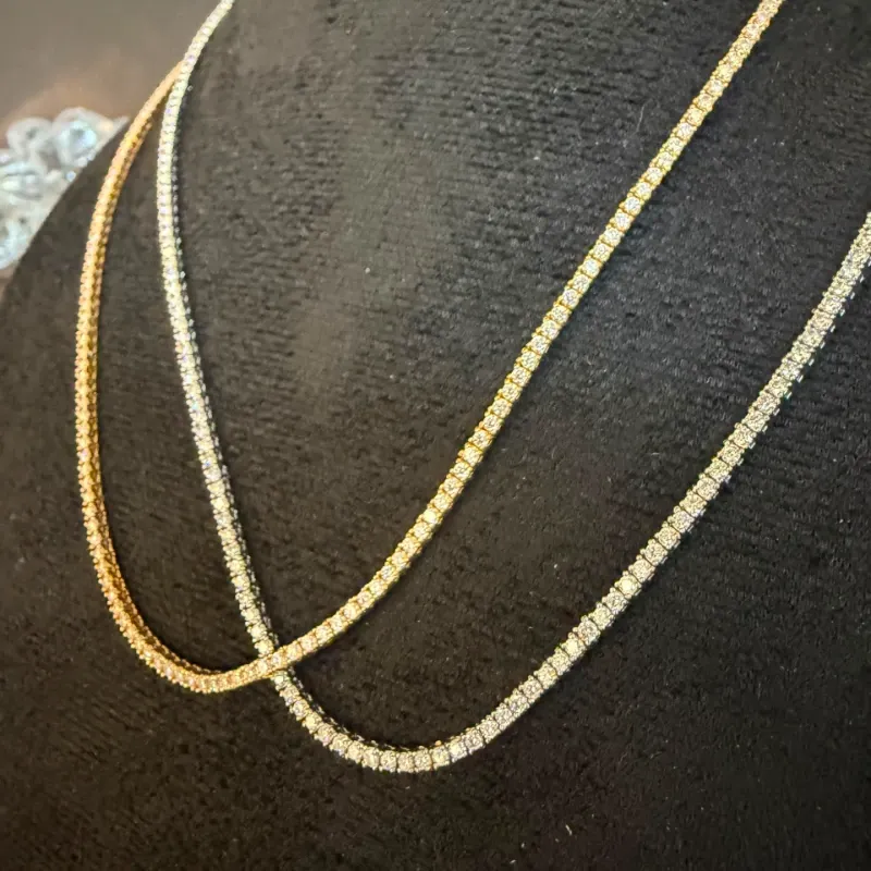 Cadena 10k de Diamantes Naturales 16 pulgadas