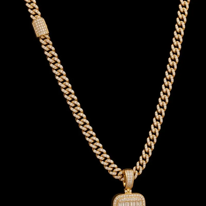 Cadena con Dije 10k de Diamantes Naturales