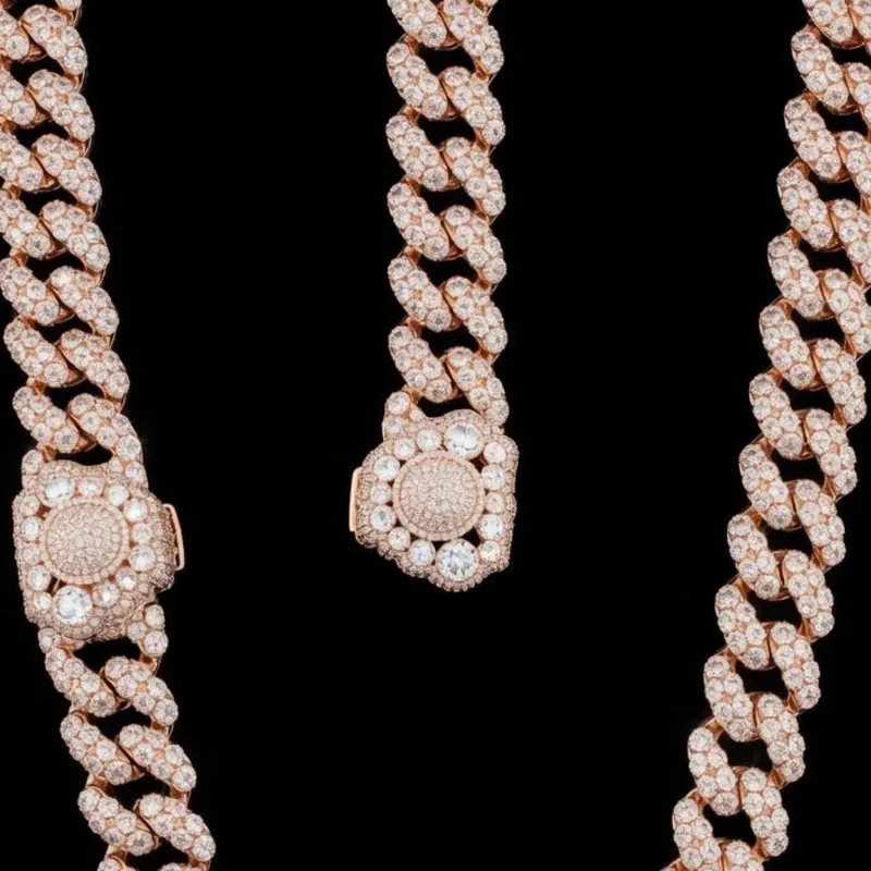 Cadena y Manilla de Plata y Diamantes de Monzonita