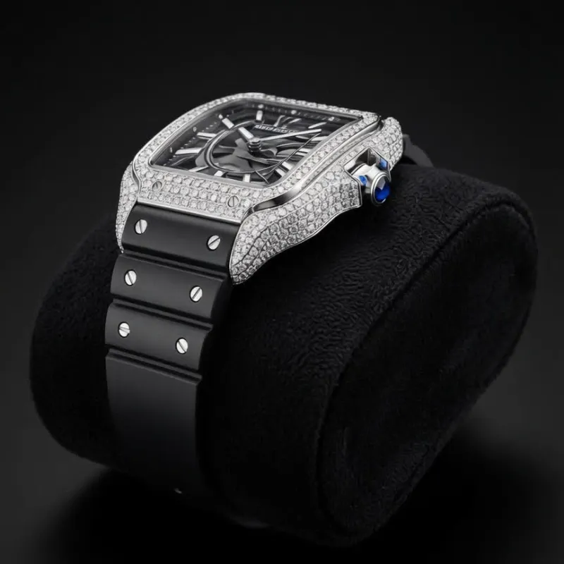 Cartier Santos 2026 de Diamantes Naturales Manilla de Silicona