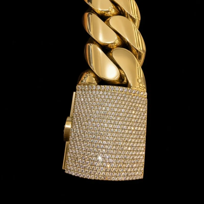 Manilla Cubana Maciza 509g con Cierre de Diamantes