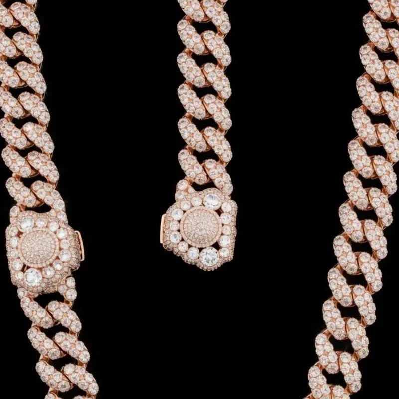 Manilla y Cadena de Plata y Diamantes de Monzonita