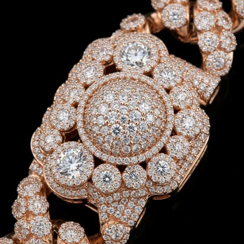 Manilla y Cadena de Plata y Diamantes de Monzonita
