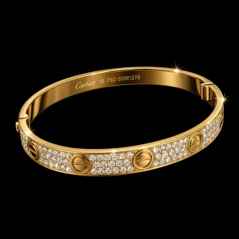 Pulso Cartier 18k Masizo de Diamantes Naturales