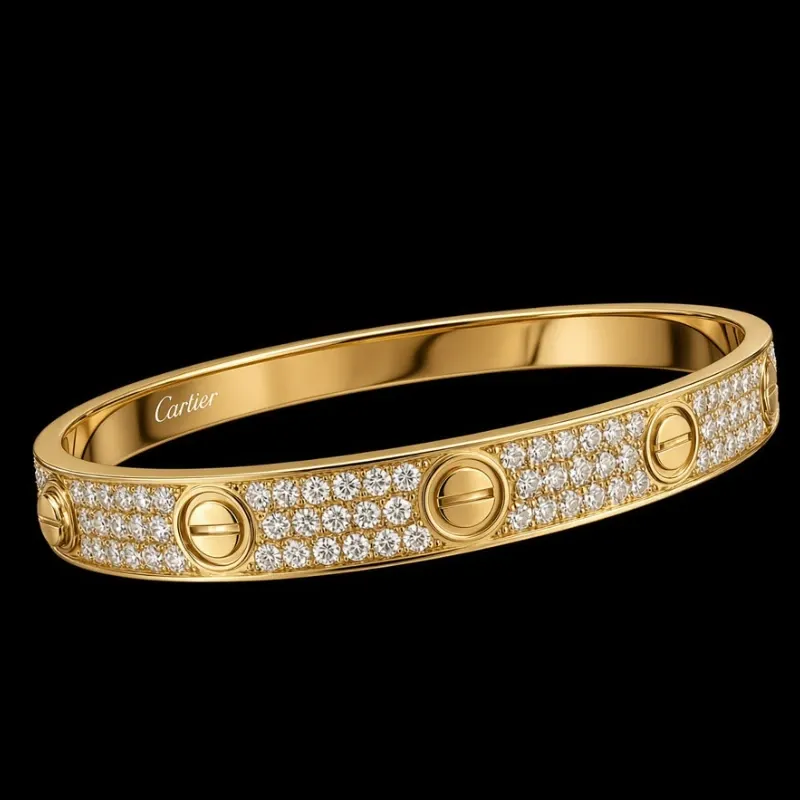Pulso Cartier 18k Masizo de Diamantes Naturales
