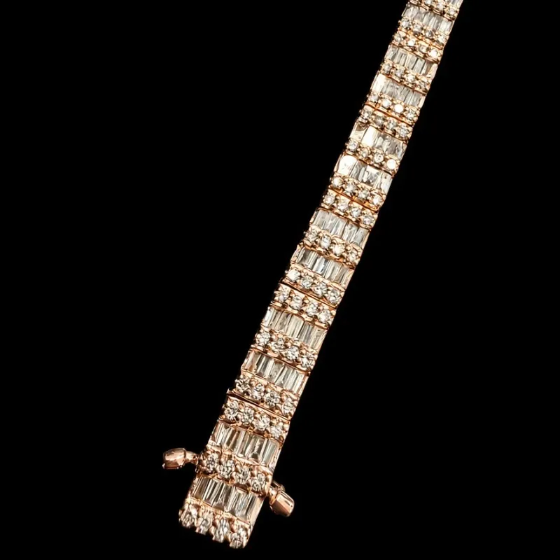 Pulso Macizo Oro Rosa 10k de Diamantes Naturales