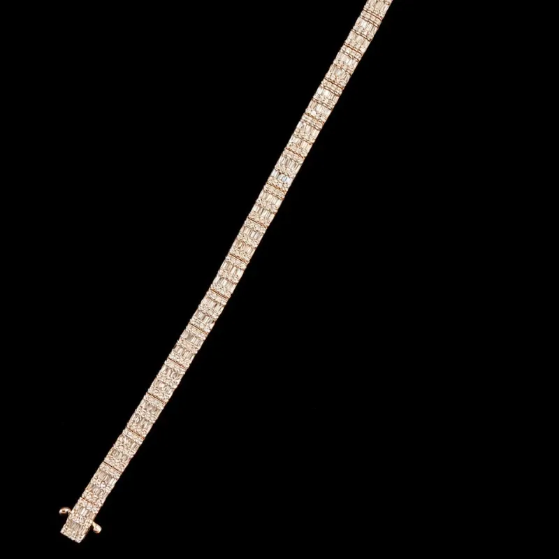 Pulso Macizo Oro Rosa 10k de Diamantes Naturales