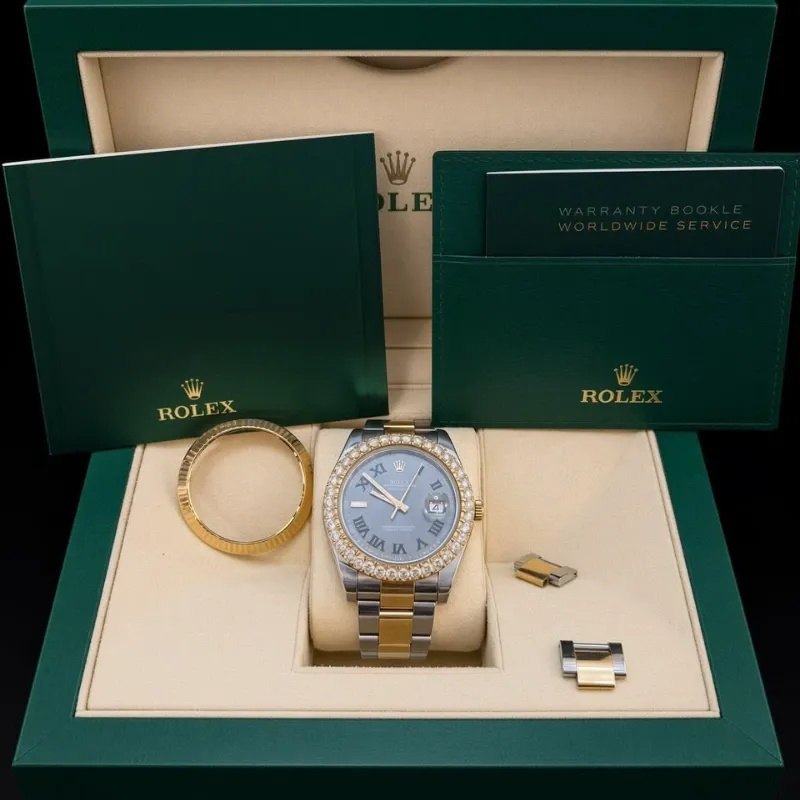 Rolex Just Date 40mm 2019 Bisel Diamantes Naturales + Bisel Oro 18k y Acero