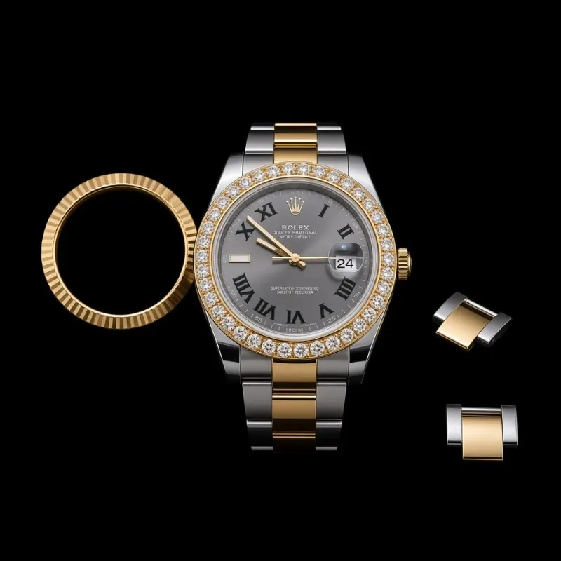 Rolex Just Date 40mm 2019 Bisel Diamantes Naturales + Bisel Oro 18k y Acero