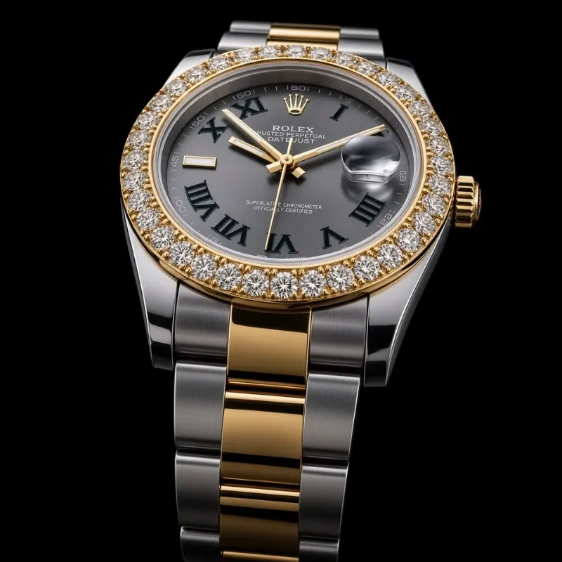 Rolex Just Date 40mm 2019 Bisel Diamantes Naturales + Bisel Oro 18k y Acero
