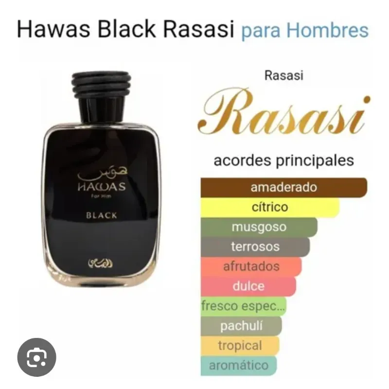 Hawas Black Eau De Parfum 100 ml 3.4 fl.oz Para Hombre de Rasasi