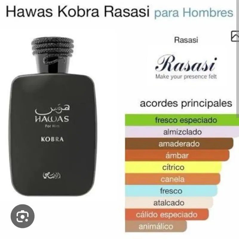 Hawas Kobra  Eau De Parfum 100  ml  3.4 fl.oz Para Hombre de Rasasi