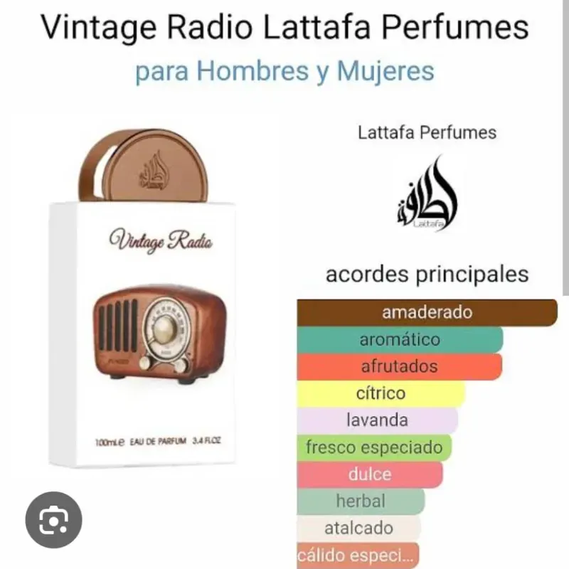 Vintage Radio Eau de Parfum en  espray unisex 3.4 onzas Lattafa  Pride
