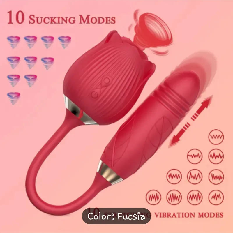 Rosa 2en1 Consolador -Vibrador y Succionador