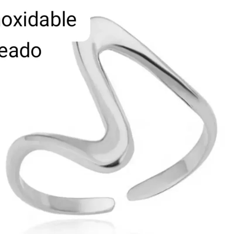 Anillo plateado ajustable de acero inoxidable 