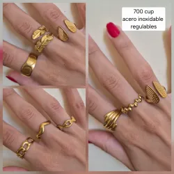 Anillos dorados de acero inoxidable 
