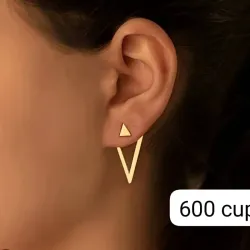 Pendientes dorados triangulo doble