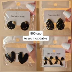 Pendientes negros de acero inoxidable 