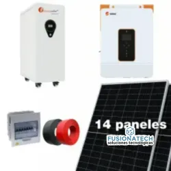 Sistema de 10kW 110/220v de alta frecuencia con 8.68kWp en paneles solares y 25kWh en acumulación.
